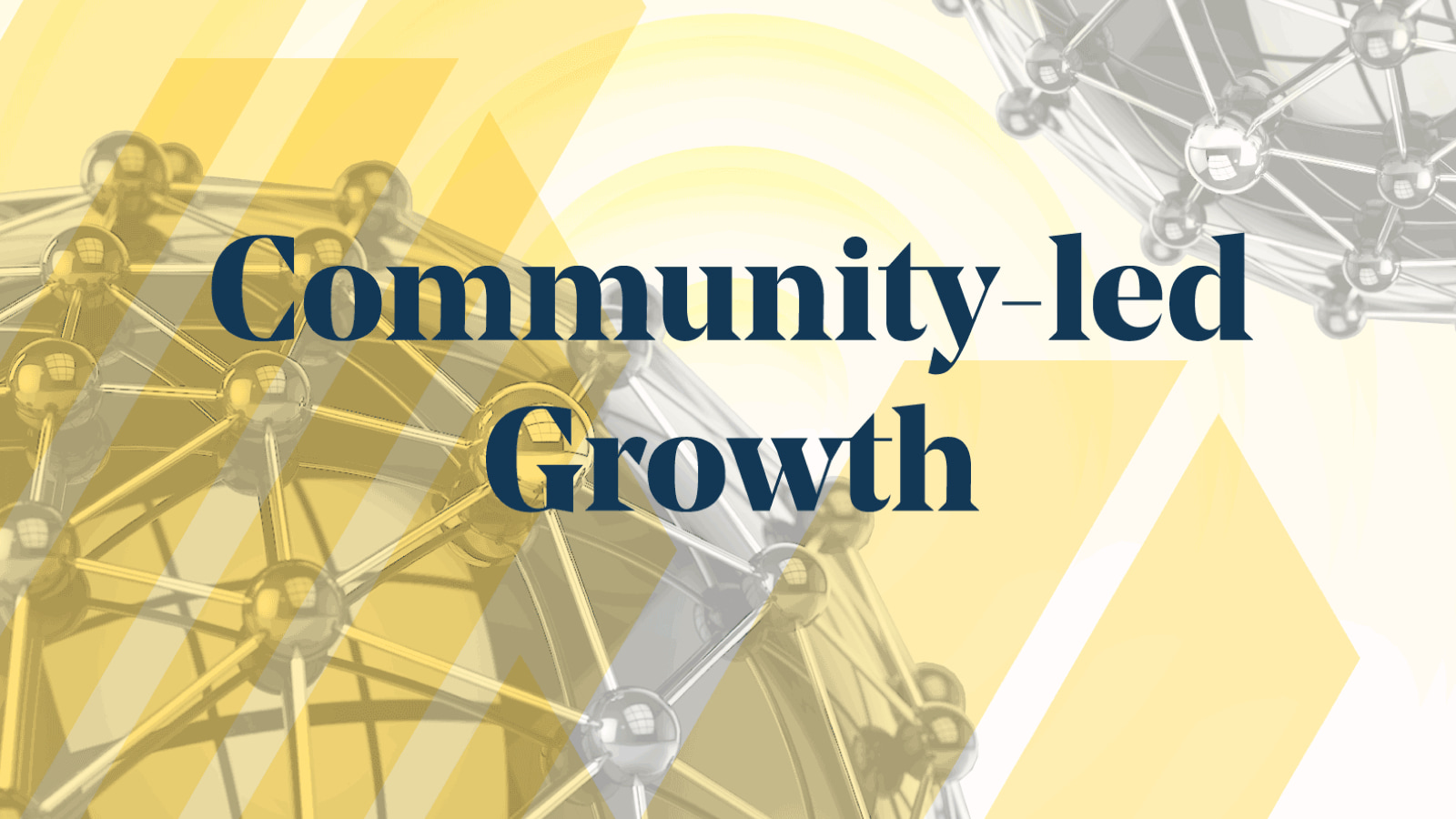 Community-led growth title on top of scientific technology abstract pattern