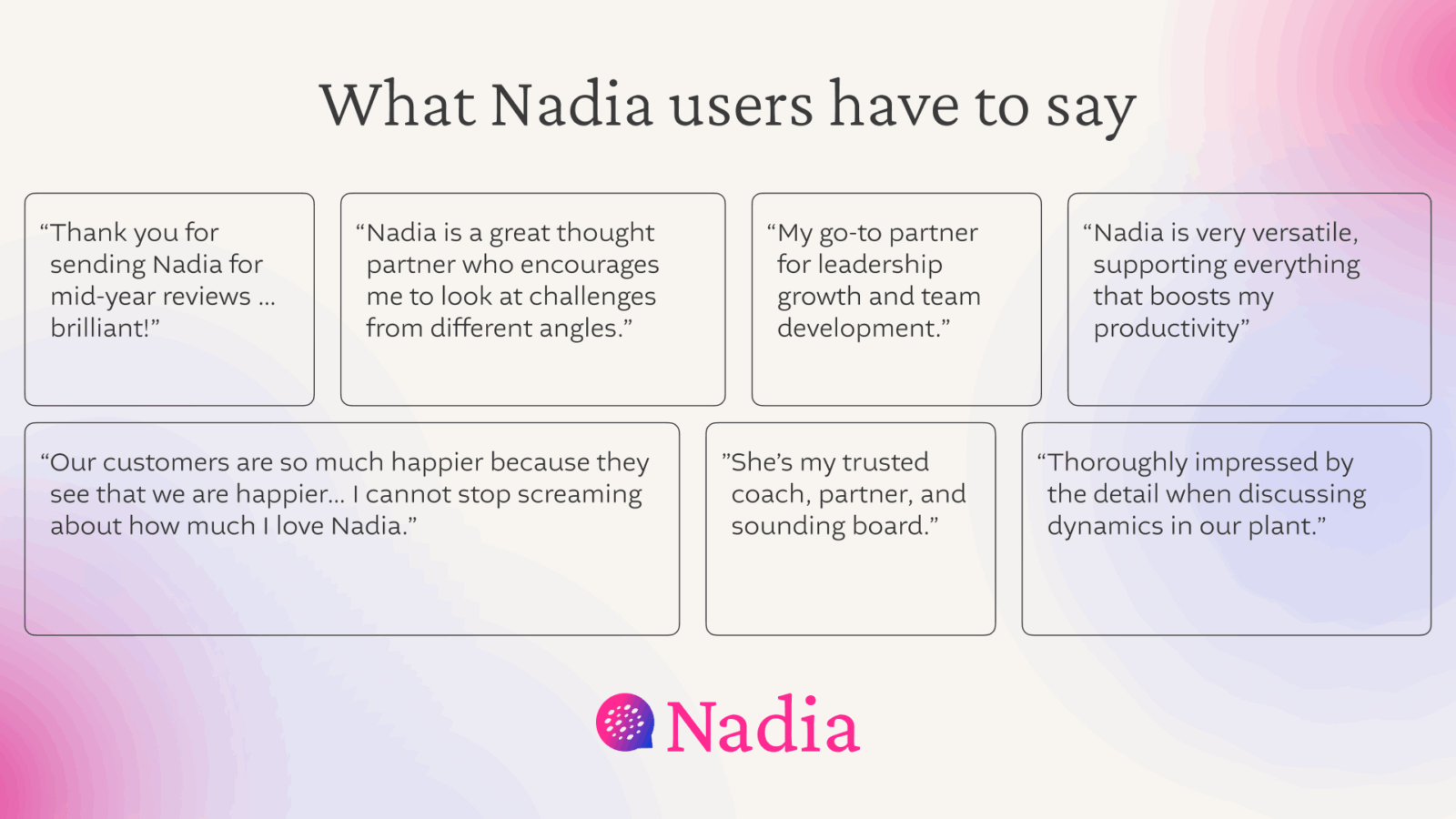 Valence customer testimonials for Nadia